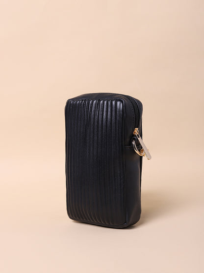 Misbu Black Stripe Textured Mobile Sling Bag