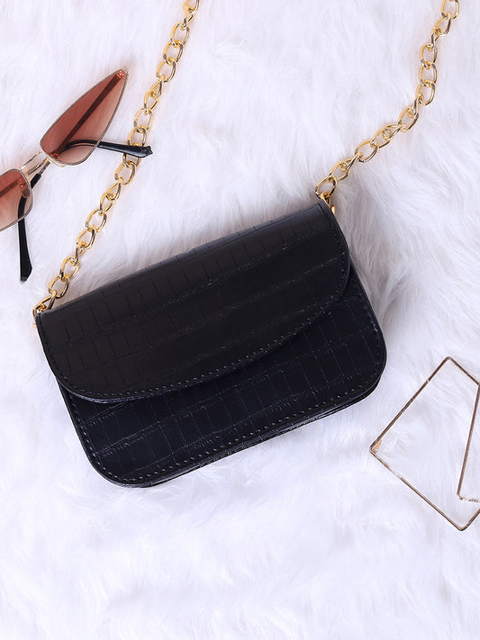 Misbu Black Croc Texture Sling Bag